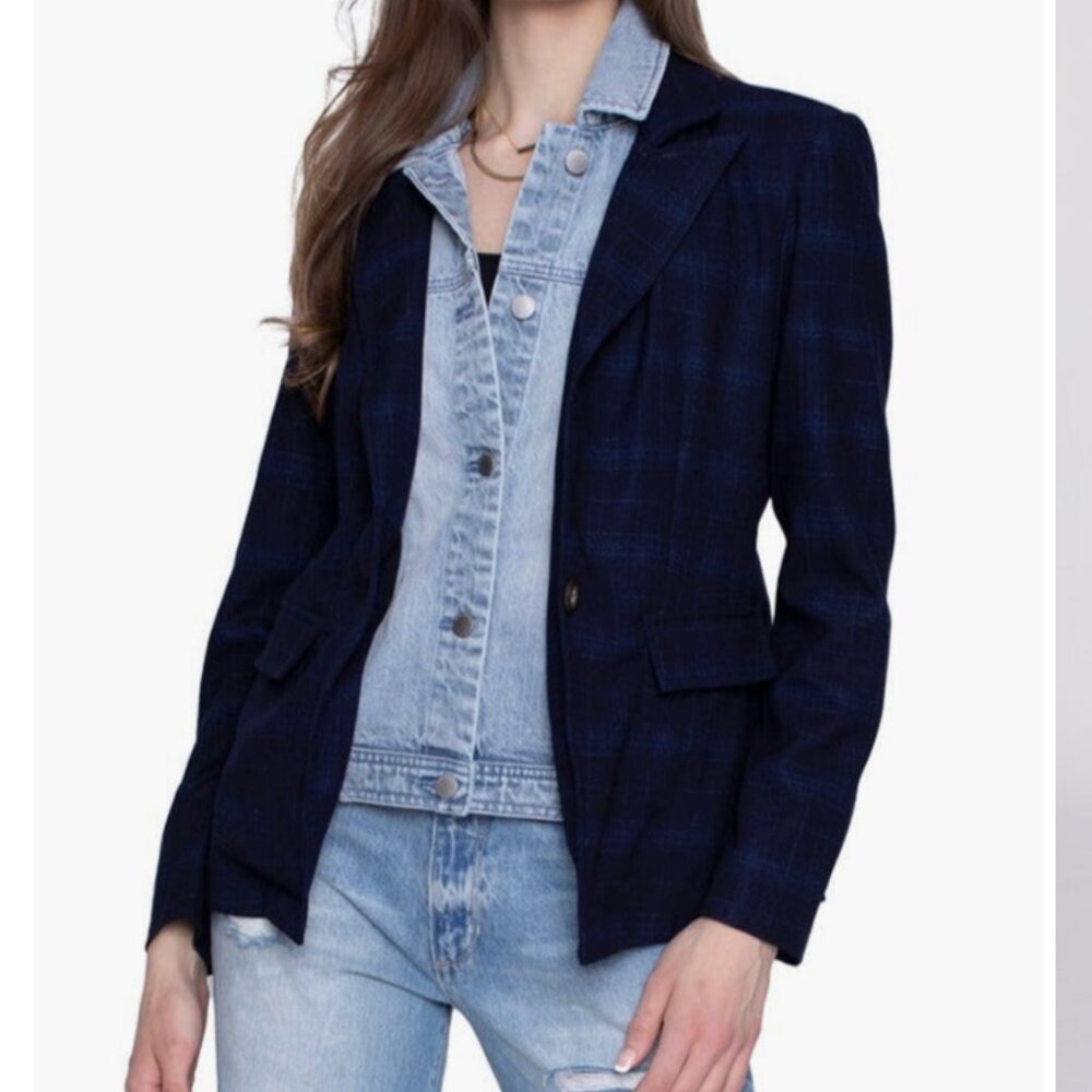 BLUE REVIVAL Helen Blazer in Ibiza Navy Twilight with Removable Insert - XS